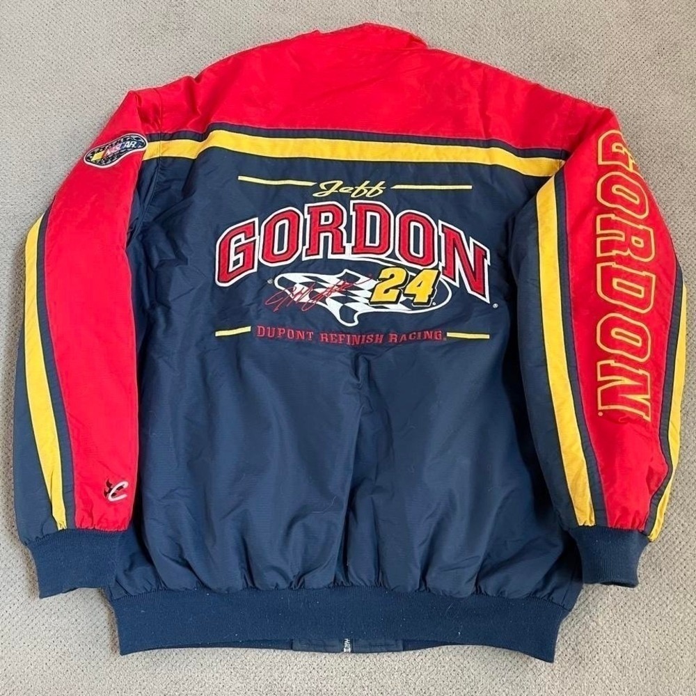 Vintage 1990s Chase Authentics Jeff Gordon NASCAR Racing Jacket Large Navy Red